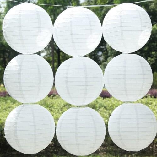 1Pcs White Round Chinese Paper Lantern Party Wedding Holiday Decoration Supplies 10/15/20/25/30/35cm Paper Lamp Decor