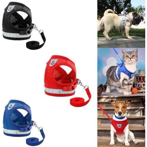 S-XL Pet Dog Cat Puppy Soft Leash Mesh Breathe Adjustable Harness Braces Leash Pet Dogs Collars, Harnesses & Leads 1PC