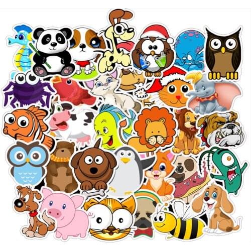 10/30/50pcs Cute Cartoon Animal Graffiti Stickers Waterproof Luggage Skateboard Book Laptop Guitar Suitcase Decals Stickers Toy