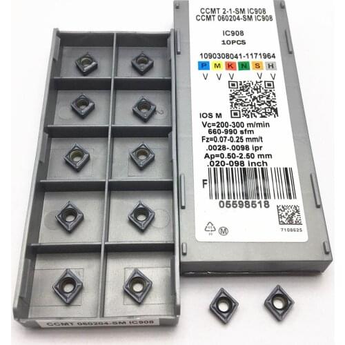 10 pieces of CCMT060204 SM IC907 IC908 carbide turning insert internal cutting tool CNC lathe tool milling cutter