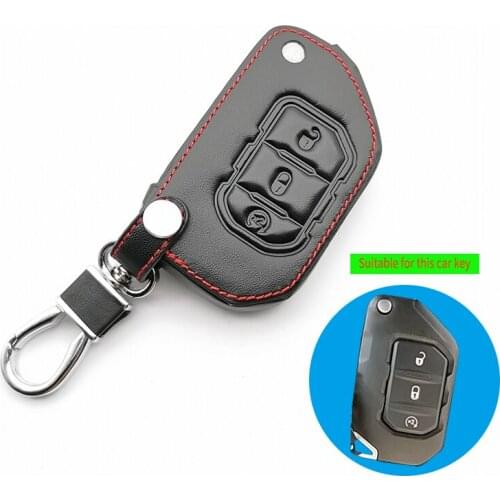 3 Buttons Praise Leather Case Cover Holder Bag For Jeep Wrangler JL 2018 For Jeep JL Remote Key Fob Car Interior Accessories