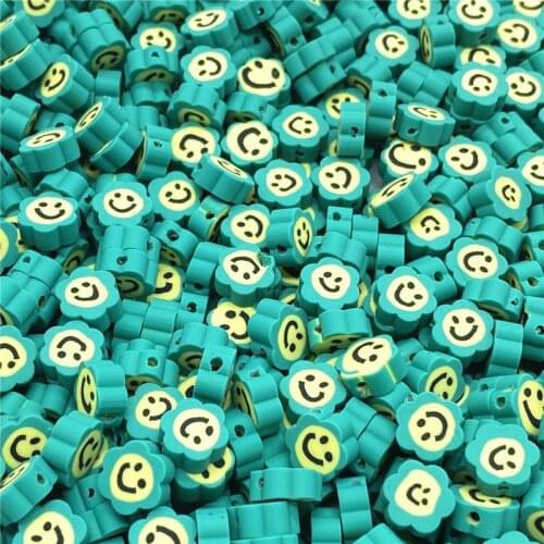 30pcs/lot 10mm Colorful Flower Shape Smiley Polymer Clay Beads Spacer Beads For Jewelry Making DIY Bracelet necklace #04