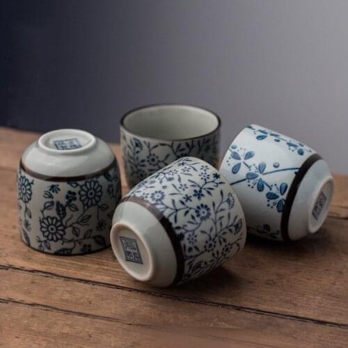 4/Pcs blue and white porcelain master cup Chinese household kung fu tea set antique bowl large ceramic tea set house supplies