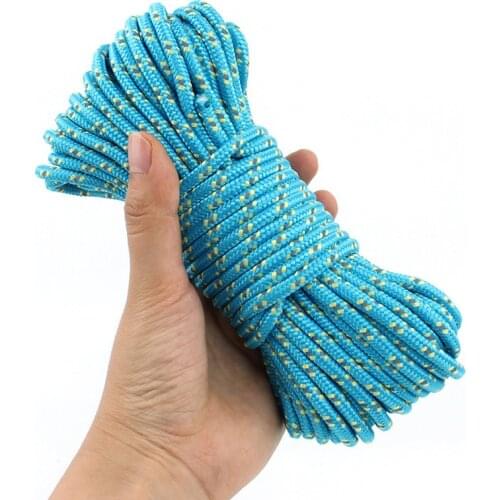 5MM/20M Outdoor Camping Hiking Fishing Hunting Survival Windproof Rope EDC Overstriking Paracord Reflective Tent Rope