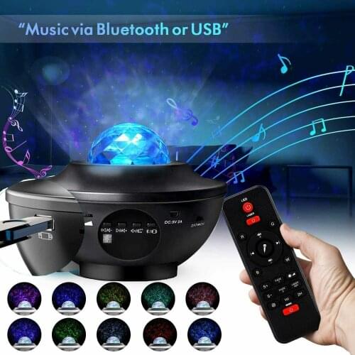 5V USB Bluetooth Music Starry Sky Ocean Wave Projector Lights Night Light Nebula Cloud Galaxy Projector Lamp