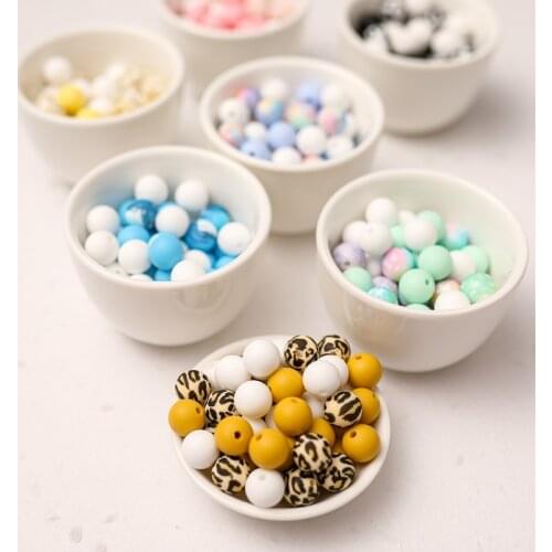 50pcs 12mm Silicone Planet Beads Teether For Teeth Diy Teether Beads For Children Teething Toys Chew For Baby Accessori BPA Free