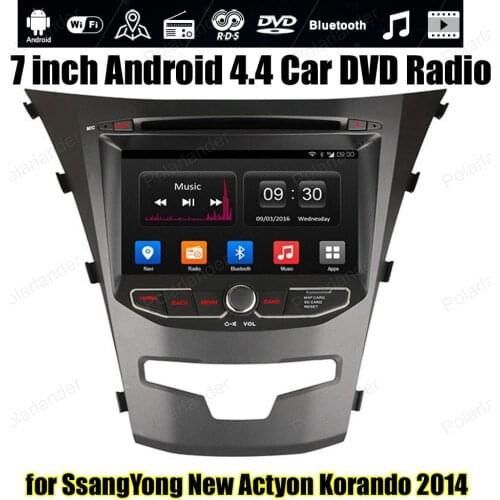 7 inch Android4.4 Car DVD For SsangYong New Actyon Korando 2014 radio BT Support GPS 3G WiFi OBD DVR DAB+ RDS TPMS