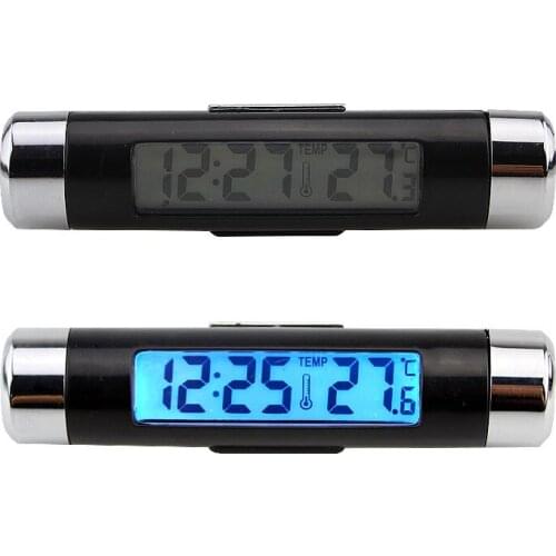 Auto Car Temperature Voltage Clock Thermometer Meter Monitor Digital LCD Display Auto Electronic Clock LED Backlight Digital