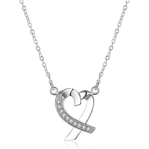 BABYLLNT 925 Silver 18 Inch Chain AAA Zircon Heart Pendant Necklace For Women Engagement Wedding Jewelry Gift