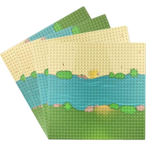 Single-Side Grass River 32*32 Dots Base Plate for Small Bricks MOC Building Block Toy Sets Models DIY Toys for Children