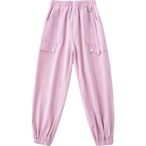 Girls Trousers Children Casual Loose Long Pants Cotton Cargo Pants For Teenage Girls Clothing 6-14 Years Kids Jogger Sweatpants