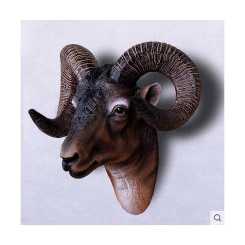 European imitation sheep head wall hanging animal head wall decoration retro creative wall hanging bar Decoration Animal Hea
