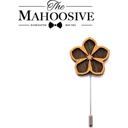 European Wedding Wood Flowers Groom Groomsmen Wedding Prom Men Suit Lapel Pin Silk Ribbon Ceremony Flower Brooch for Best man