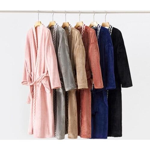New Autumn Winter Women And Men Flannel Nightgown Thick Warm Robes Home Clothes Long Sleeve Casual Couple Sleepwear Bathrobe