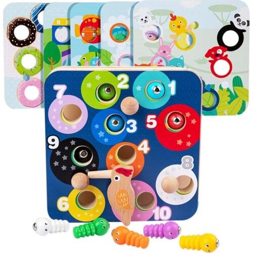 Toddler Toy Magnetic Bird Catch Bugs Game Knocking Feeding Pulling Car Woodpecker Function Early Educational Toy