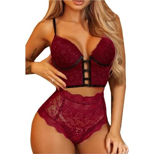 Sexy Women Lace Bra Tops Sets Wireless Bra Sexy Lingerie Hollow Bandage Thong Set Underwear Feminina Bikini Sets ropa mujer