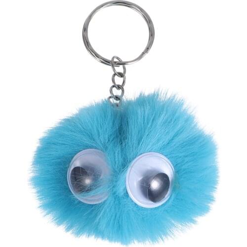 Creative Fluffy Faux Big Eyes Keyring Cute Keychain Holder Chic Bag Charm Accessories Keyring Jewelry Pendant Gifts