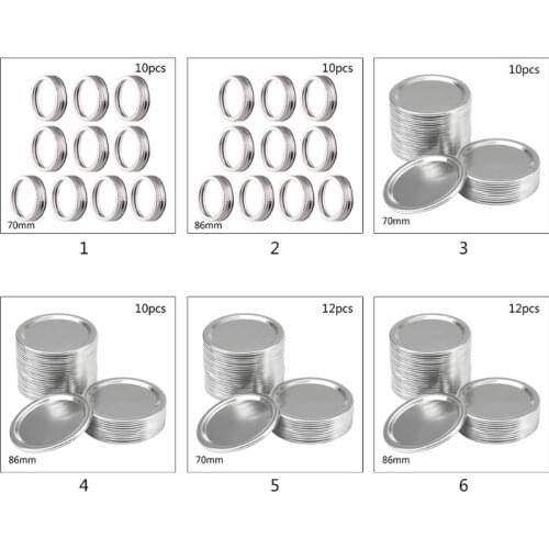 Canning Lids, Regular Mouth Mason Jar Lids And Bands, Stainless Steel Lids For Mason Jar Wide Mouth 10 Pack 70M (Silver) G8TB