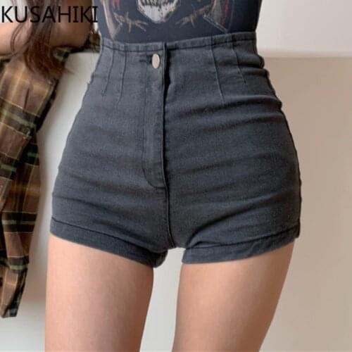 KUSAHIKI 2021 Summer Jeans Woman Shorts Korean Sexy Slim Bottoms High Waist Demin Short Feminimo Ropa Para Mujer 6G748
