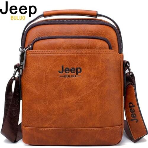 JEEP BULUO Brand Men Leather Shoulder Bag 2 piece set Handbags Business Casual Messenger Bag Crossbody Male Tote Bags For iPad