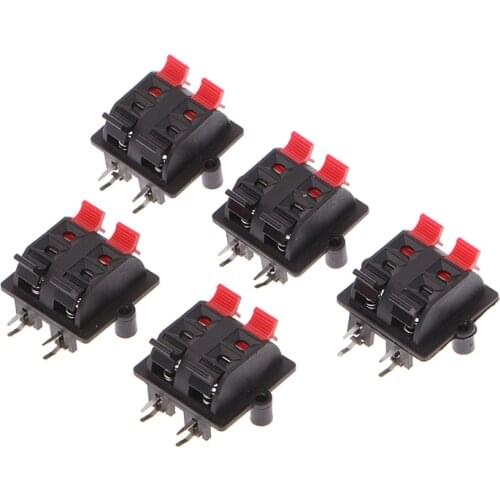 2018 New 5Pcs Double Row 4 Position Cable Clip Push Type Speaker Terminal Panel Connector Drop Shipping Support