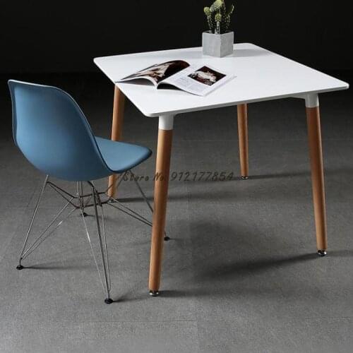 Nordic Dining Table And Chair White Table Modern Minimalist Reception Negotiation Table Casual Solid Wood Square Table