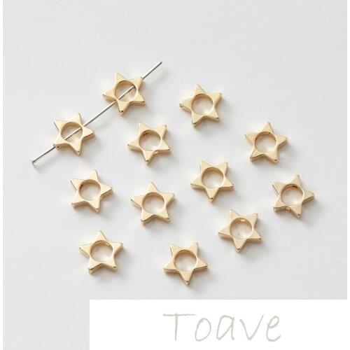 Gold-clad copper plated real gold five-pointed star hollow beads diy beaded handmade earrings jewelry