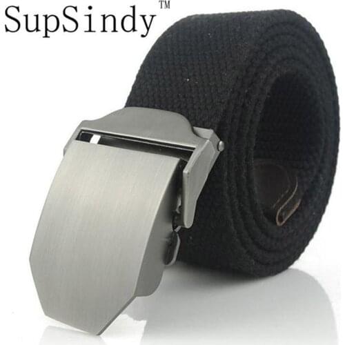 SupSindy Men&women Canvas belt Solid Alloy buckle luxury jeans belts for men vintage tactical belt military nylon strap male