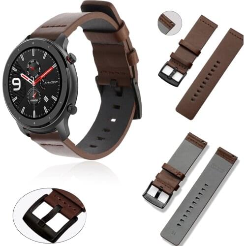 High quality For Xiaomi Huami Amazfit GTR 42 47mm Leather Straps for Huawei Watch GT 2 42mm GT2 46mm Accessories smart watchband