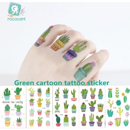 Rocooart Cartoon Green Plant Tattoo For Kid Cute Fake Taty Children Tatouage Temporaire Body Art Waterproof Temporary Tattoo