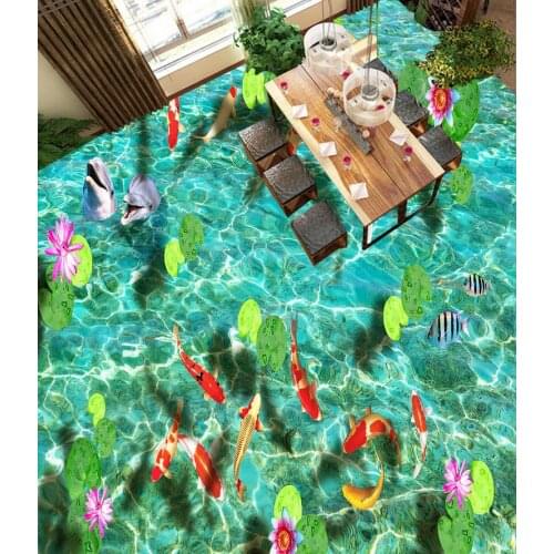 Custom Photo self-adhesive 3D floor wallpapers Photo wallpaper mural floor louts dolphin 3d floor wallpapers