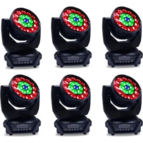 6pcs/lot Led wash moving head 19 x 15 watt zoom rgbw 4 in 1 moving head lyre stage light