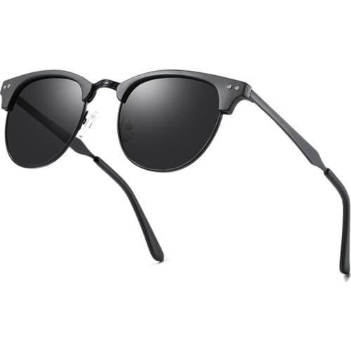 Vintage Brand Design Polarized Sunglasses for Women Men Retro Half Metal Frame Sun Glasses for Driving