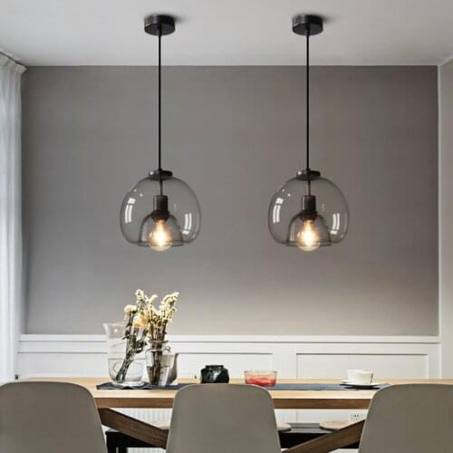 Dining room modern chandelier lamp bedroom small chandelier glass dining table bar creative gray living room hardware E27 double