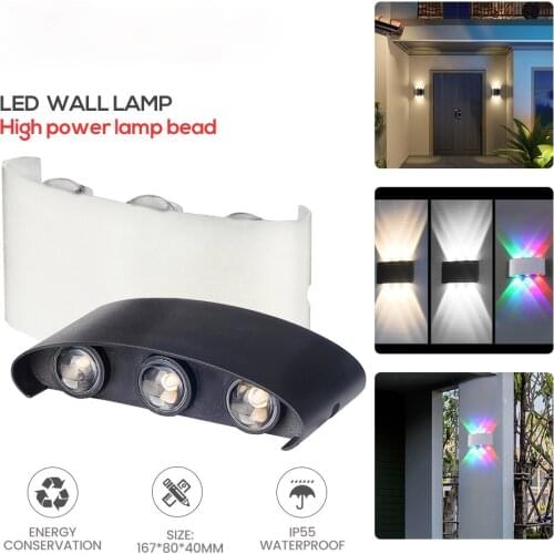 LED outdoor waterproof wall lamp AC 220V home interior lighting bedroom bedside lamp RGB color wall lamp installed on the wall