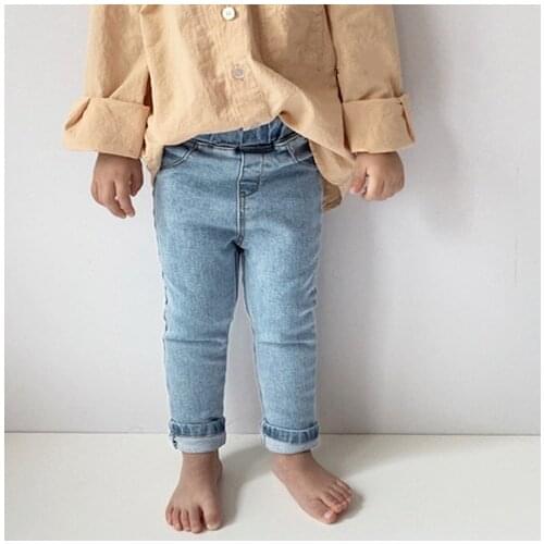 Spring and Autumn Korean childrens clothing new products for boys and girls fashion simple stretch multicolor versatile jeans