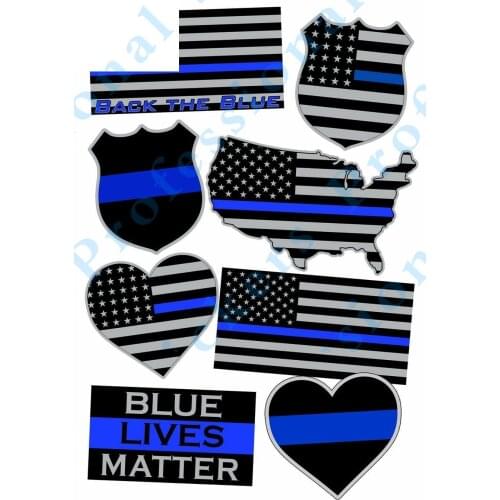 Funny stickers Thin Blue Line Police Flag Sticker Pack Back Car Vehicle Window Bumper 911 Decal Motorcycle Vinyl Decals