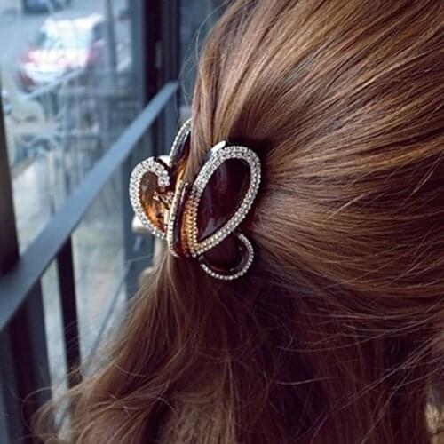 Black/Brown Color Butterfly Hair Claw Clip for Women Rhinestone Hair Clamp Hairpins Barrettes Hair Accessories Headwear Gifts