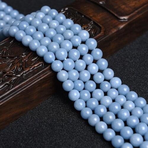 Factory Price Natural Blue Angelite Jasper Round Loose Beads 15" Strand 6/8/10MM Gemstone For Jewelry Bracelet Making DIY