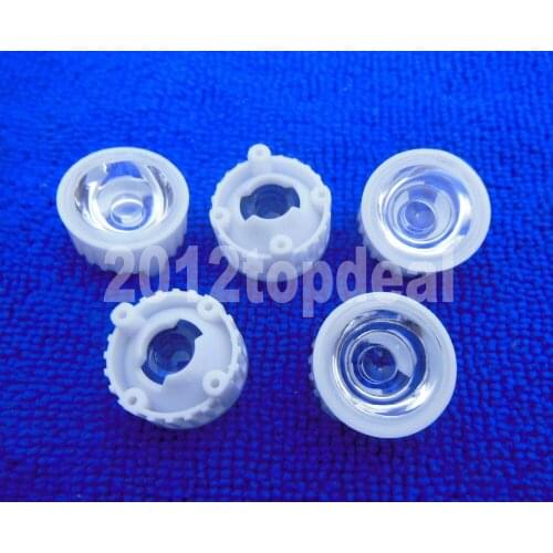 100pcs 20mm 5/15/20/30/45/60/90/120 degrees LED Lens With white Holder For 1W 3W 5W High Power LED Lamp Light