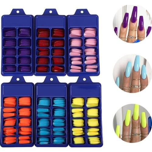 100 Pcs /Set False Nail Tips Matte Full Cover Long Ballet False Nail Art Manicure Candy Color Nail Art Fake Nails Dropshipping