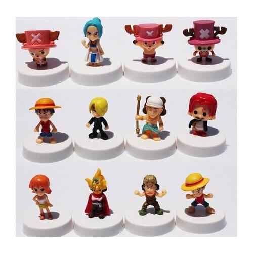 12pcs/set One Piece Mini PVC Toys Luffy Sanji Chopper Nami Usopp Boa Hancock Figure Toys 3cm Free Shipping