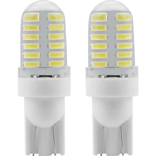 2Pcs Car LED T10 3014 24smd silicone Reading Light White Marker Side Wedge License Plate Tail Bulb Signal Parking Lamp 12V