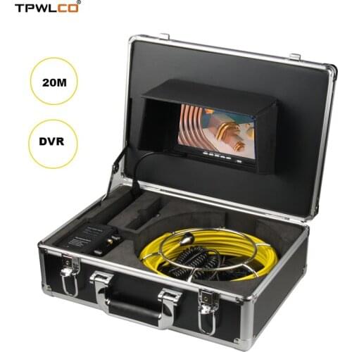 20m Cable 23mm Video Camera Head With 12pcs LEDS 7inch LCD Monitor Pipe Inspection Camera Endoscope System With DVR Function