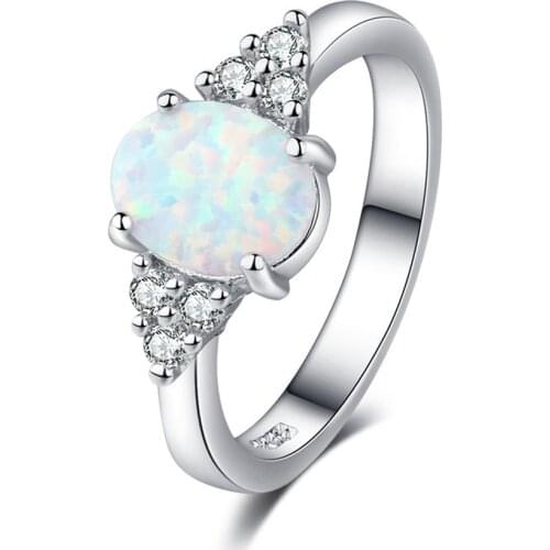 2021 Women Ring Opal Ring Round Opal White Stone Hand Jewelry Fashion Jewelry Ring Ladies Jewelry Rings IN STOCK
