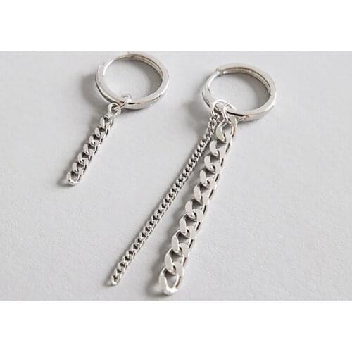 Asymmetry Earrings Wholesale 100% real. Authentic 925 Sterling silver lucky Circle &Link Chain Dangle Earrings Fine jEWELRY E27