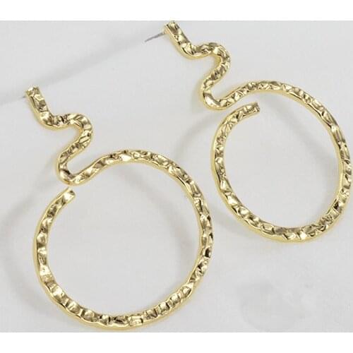 Oversized Gold Geometric Asymmetrical Alloy Drop Earrings For Women 2019 Wedding Big Hanging Oorbellen Long Pendant Jewelry Gift