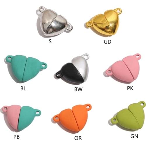 10 Pcs Heart Magnetic Pendant Connected Clasps Beads Couple Lover Gift for Women Men Fashion Jewelry Chain Bracelet