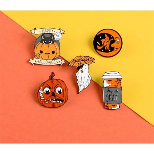 Halloween Brooch Mini Metal Retro Pumpkin Broochess Beautiful Badge Cartoon Cat Gift Birthday Prerent Competition Souvenir