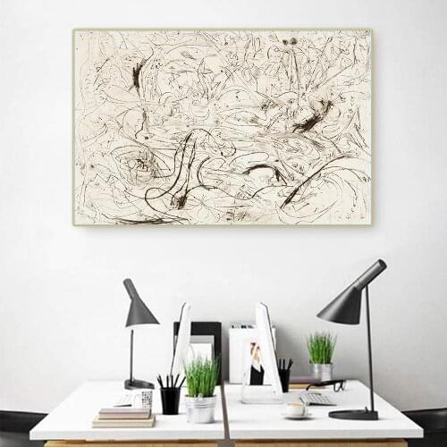 Citon Jackson Pollock《Untitled 1944》Canvas Art Oil Painting Famous Artwork Poster Picture Wall Decor Home Living room Decoration